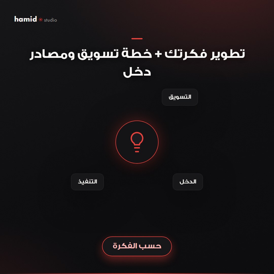 تطوير فكرتك + خطة تسويق ومصادر دخل